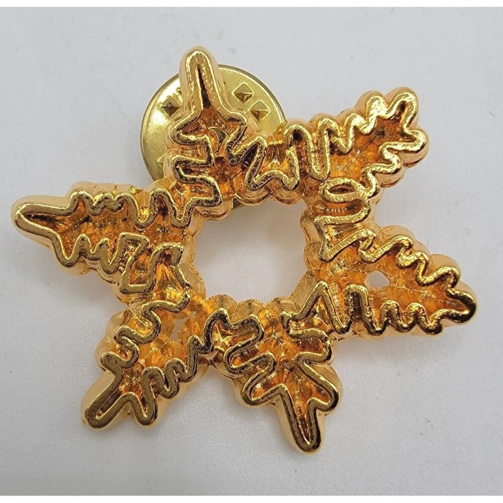Vintage Brooch‎ Pin Orange Snowflake Signed A C